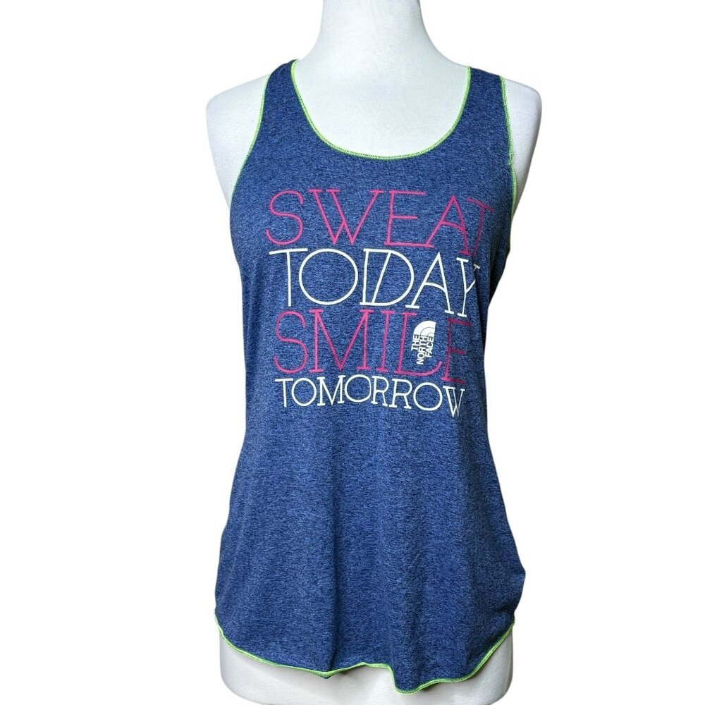 The North Face Gym Tank Top Womens Size Medium Sweat Today Smile Tomorrow